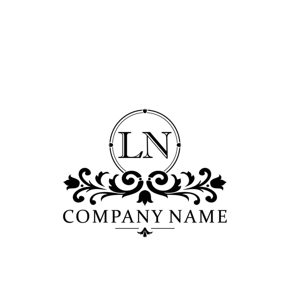 letter LN floral logo design. logo for women beauty salon massage cosmetic or spa brand vector