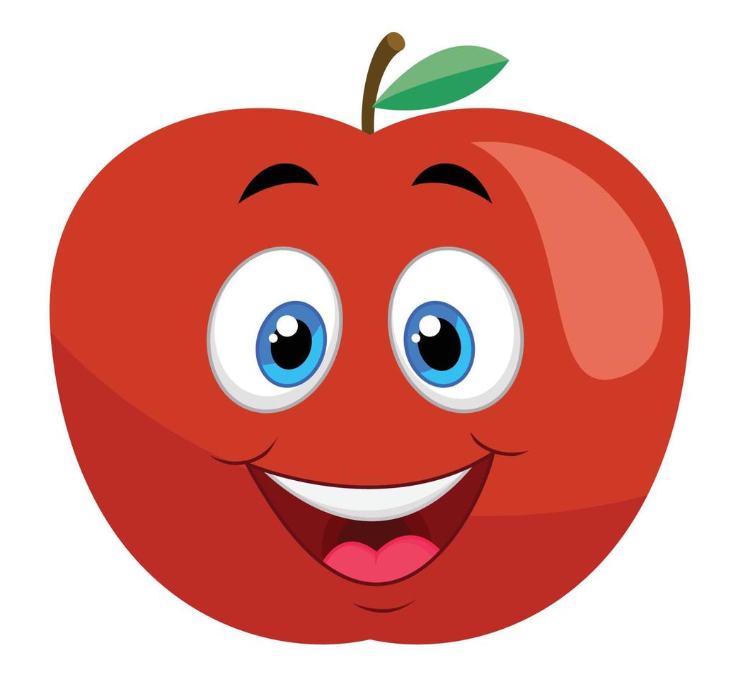 linda dibujos animados contento rojo manzana vector