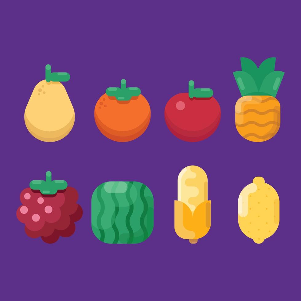 Set of fruits icon collection vector illustration of cartoon fruits