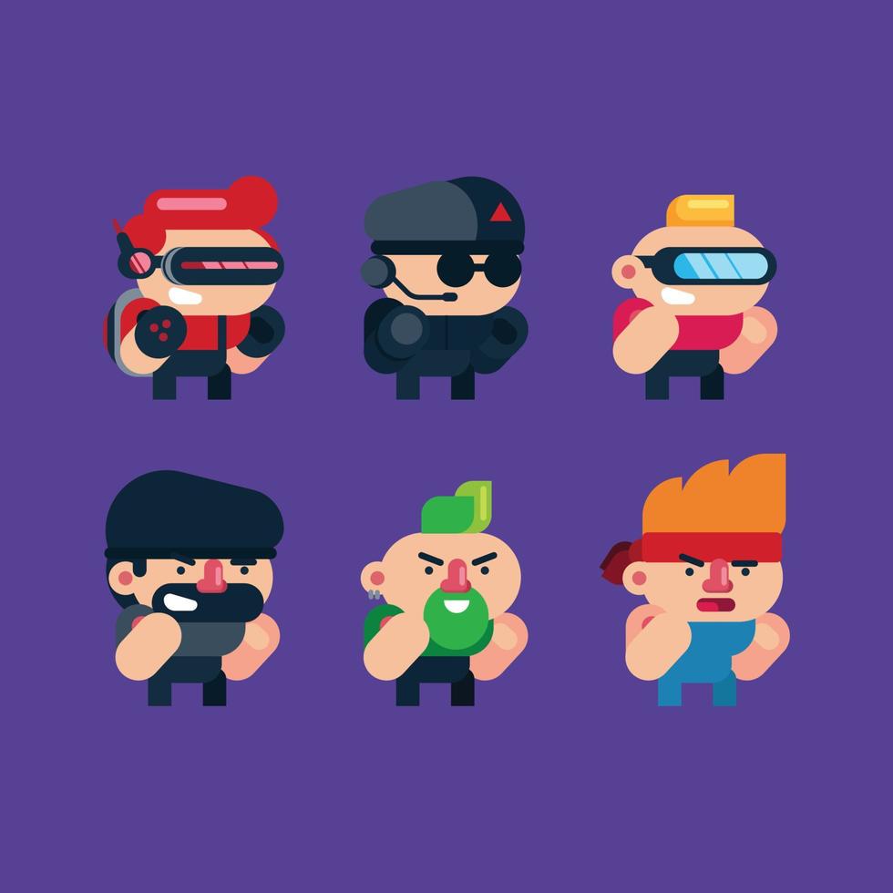 conjunto de juego personaje ilustración con estilo plano vector