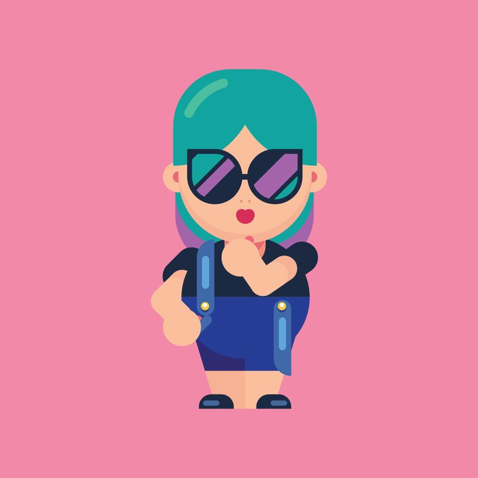 Cute girl in fashionable attire vector