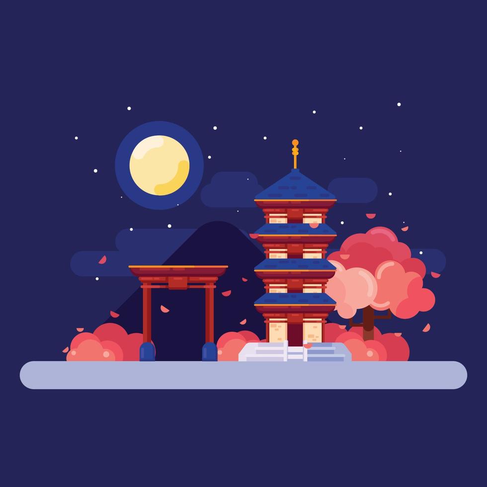 Background of japanese landscape vector