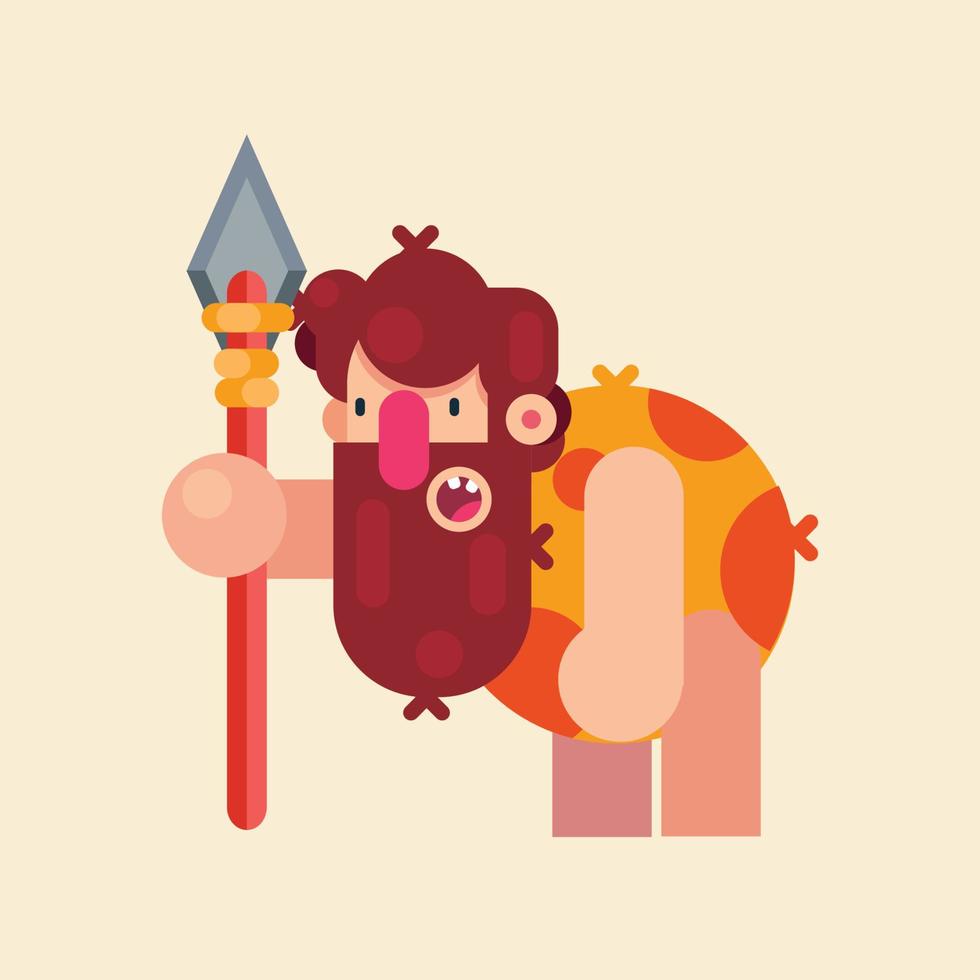 Cartoon caveman in animal skin vector illustration