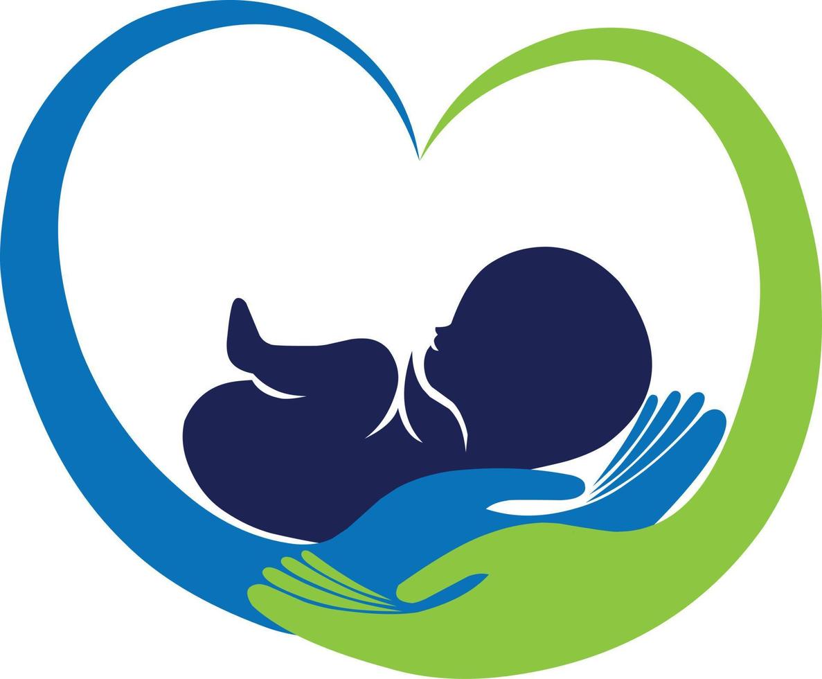 Vector logo illustration of a baby being held in both hands