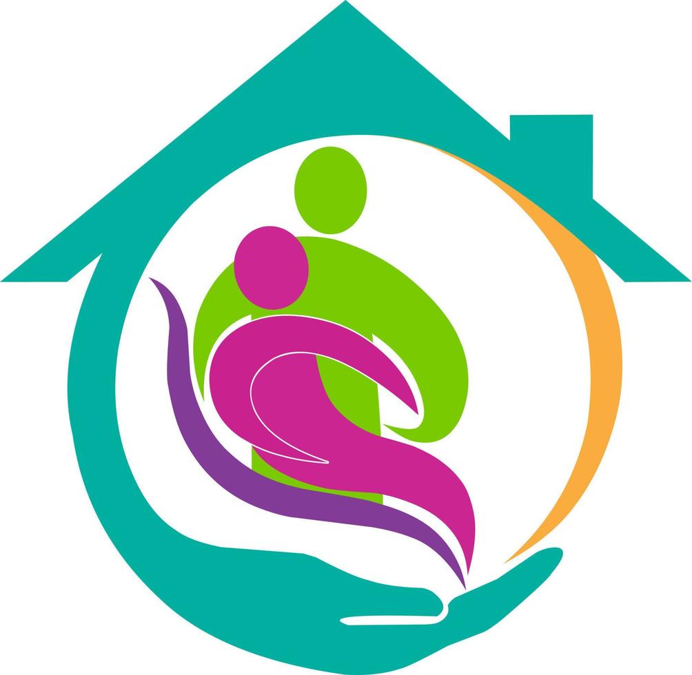 Logo vector illustration of a house and a harmonious household man and woman holding hands