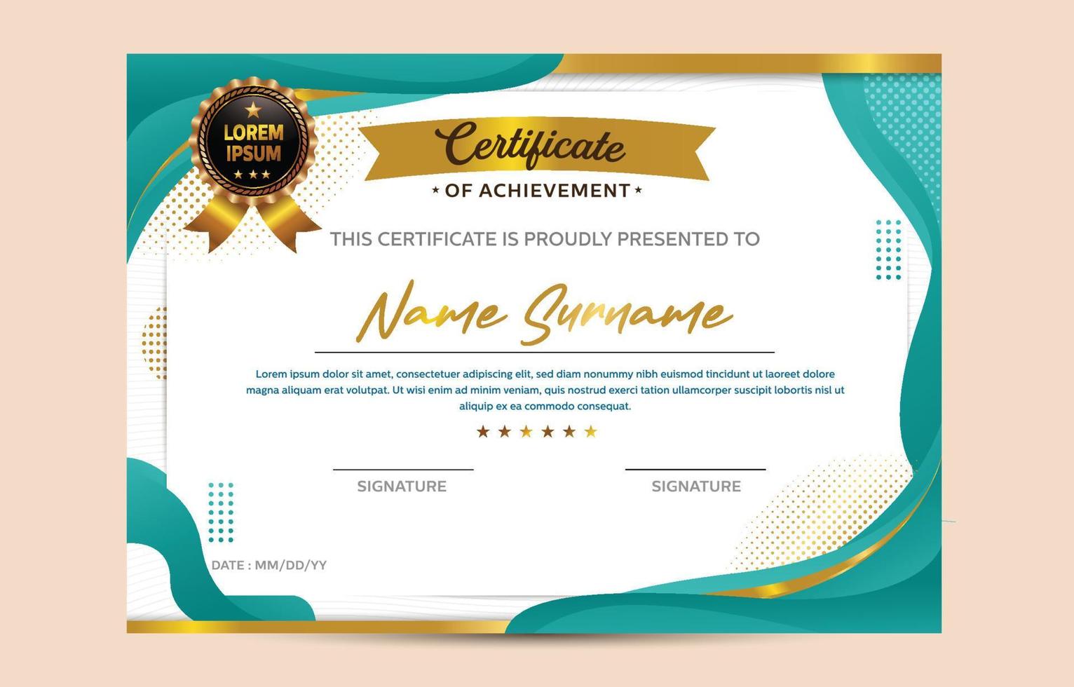 Professional Certificate Template with Green Color vector