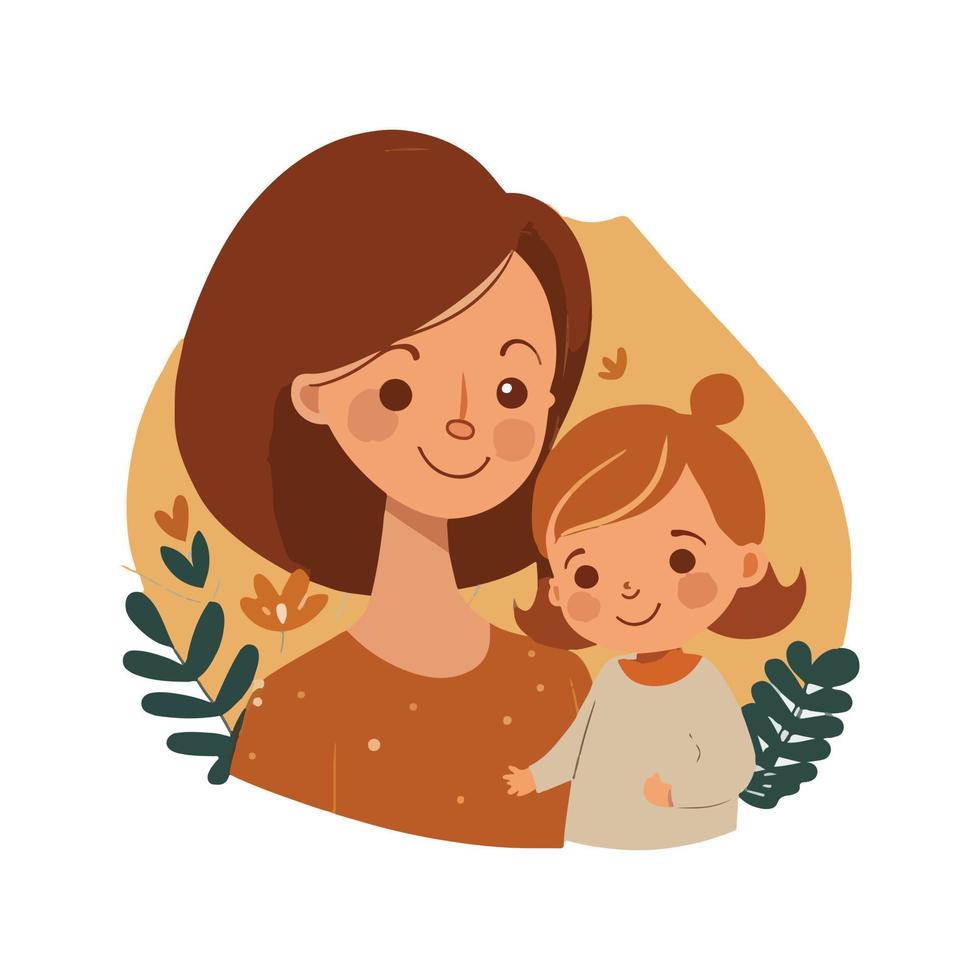 Mother and daughter love relation vector and illustration, Happy mothers day character