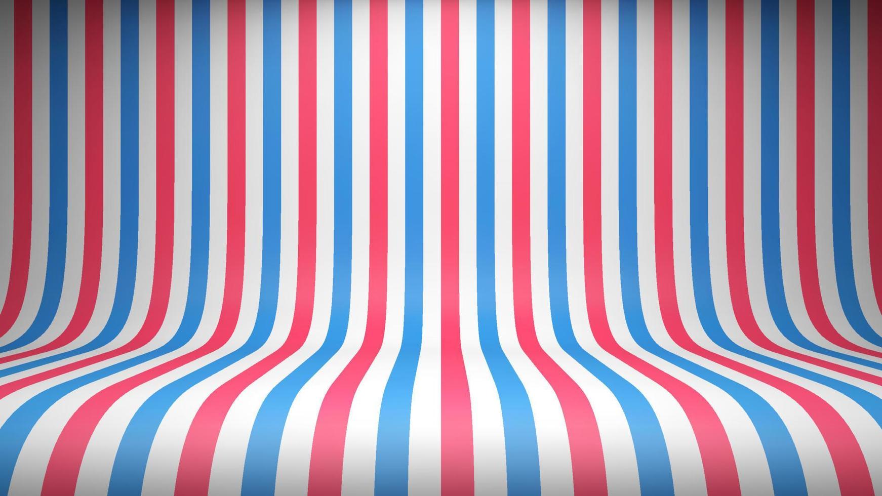 Studio backdrop with red, white and blue stripes vector