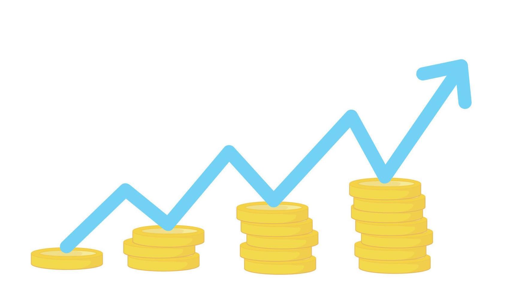 stack of golden coin like income graph. cartoon flat style trend modern simple logo graphic design vector