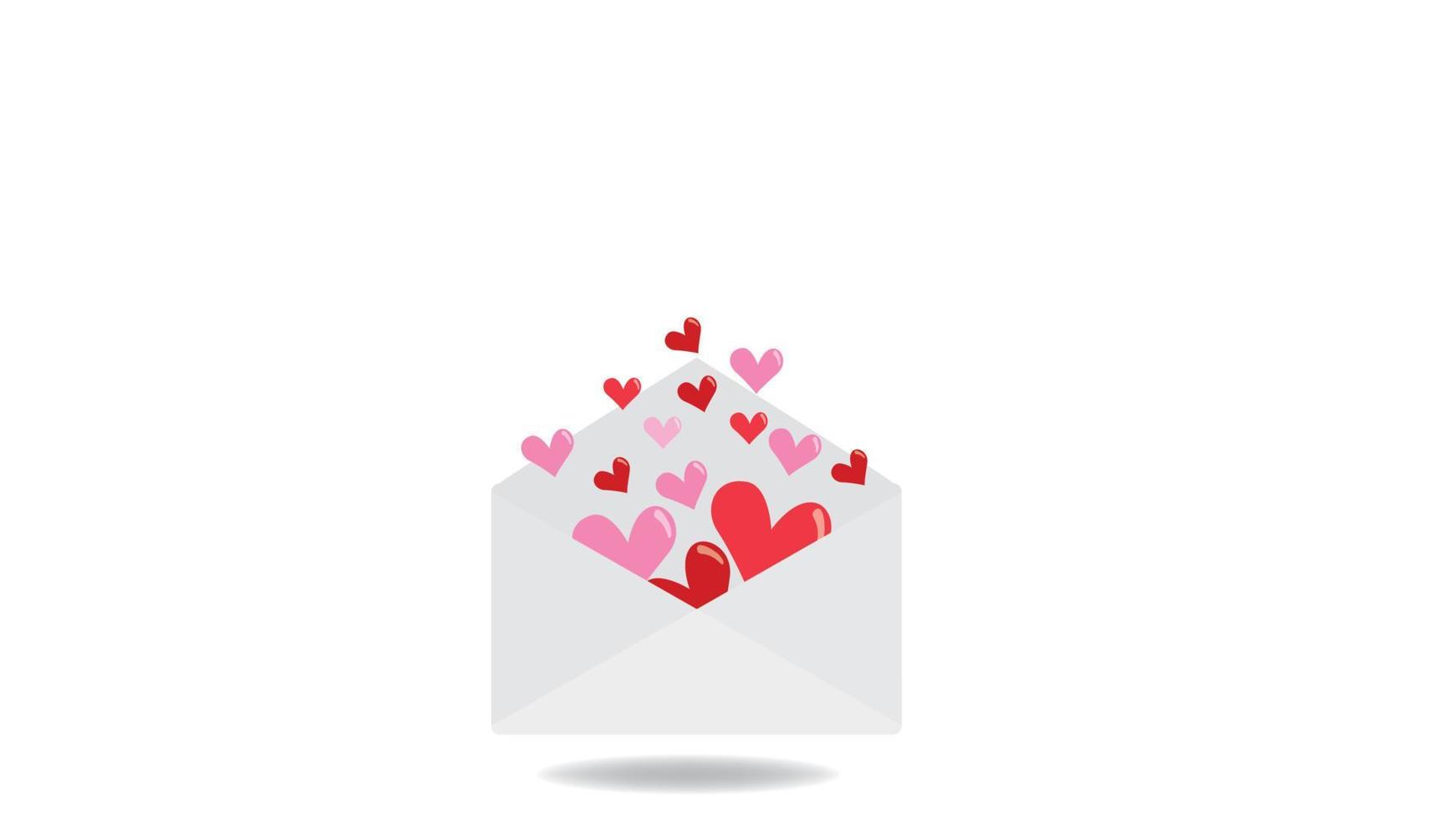 red love in letter message on white background. mail envelope icon. Symbol of Valentine's day vector