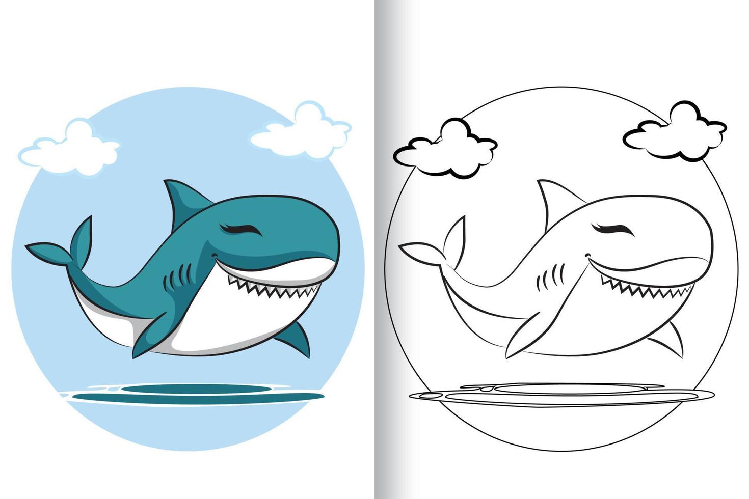 Illustration of educational coloring book vector baby shark