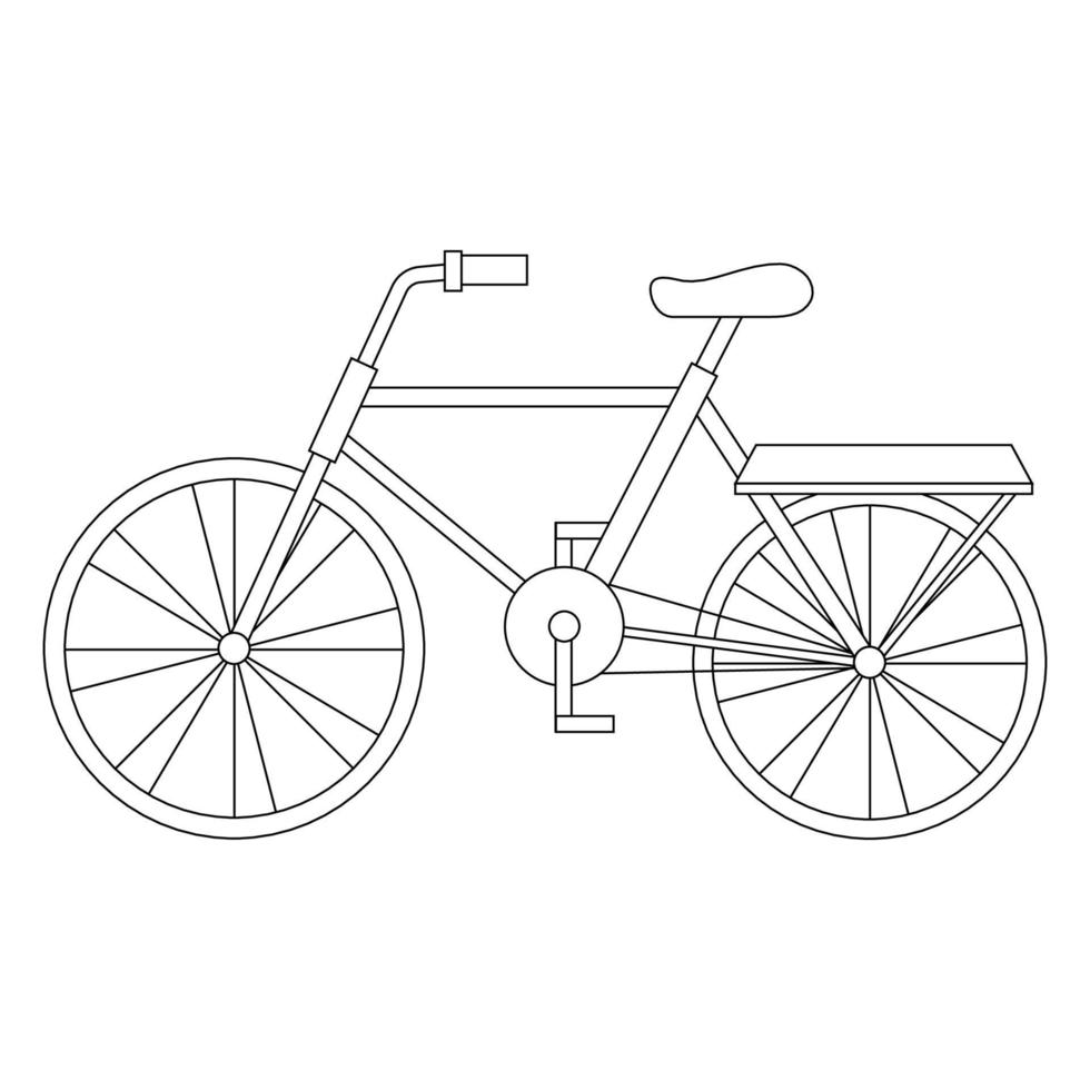 Bicycle, black line drawing, doodle isolated on white background. vector