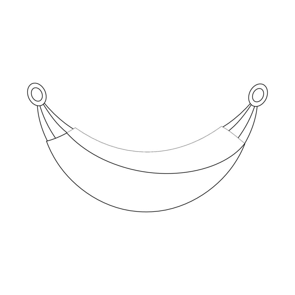 Hammock, black line drawing, doodle isolated on white background. vector