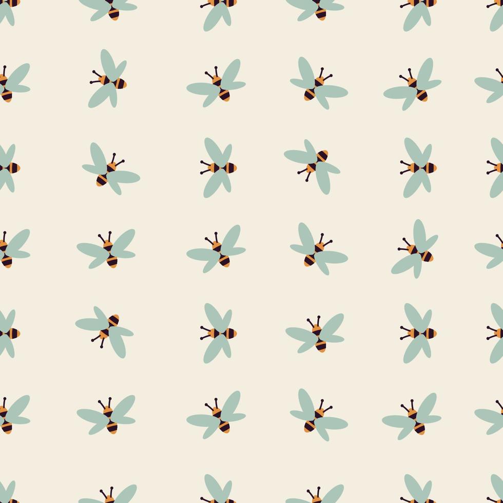 Vector seamless pattern, texture with bees on a light background