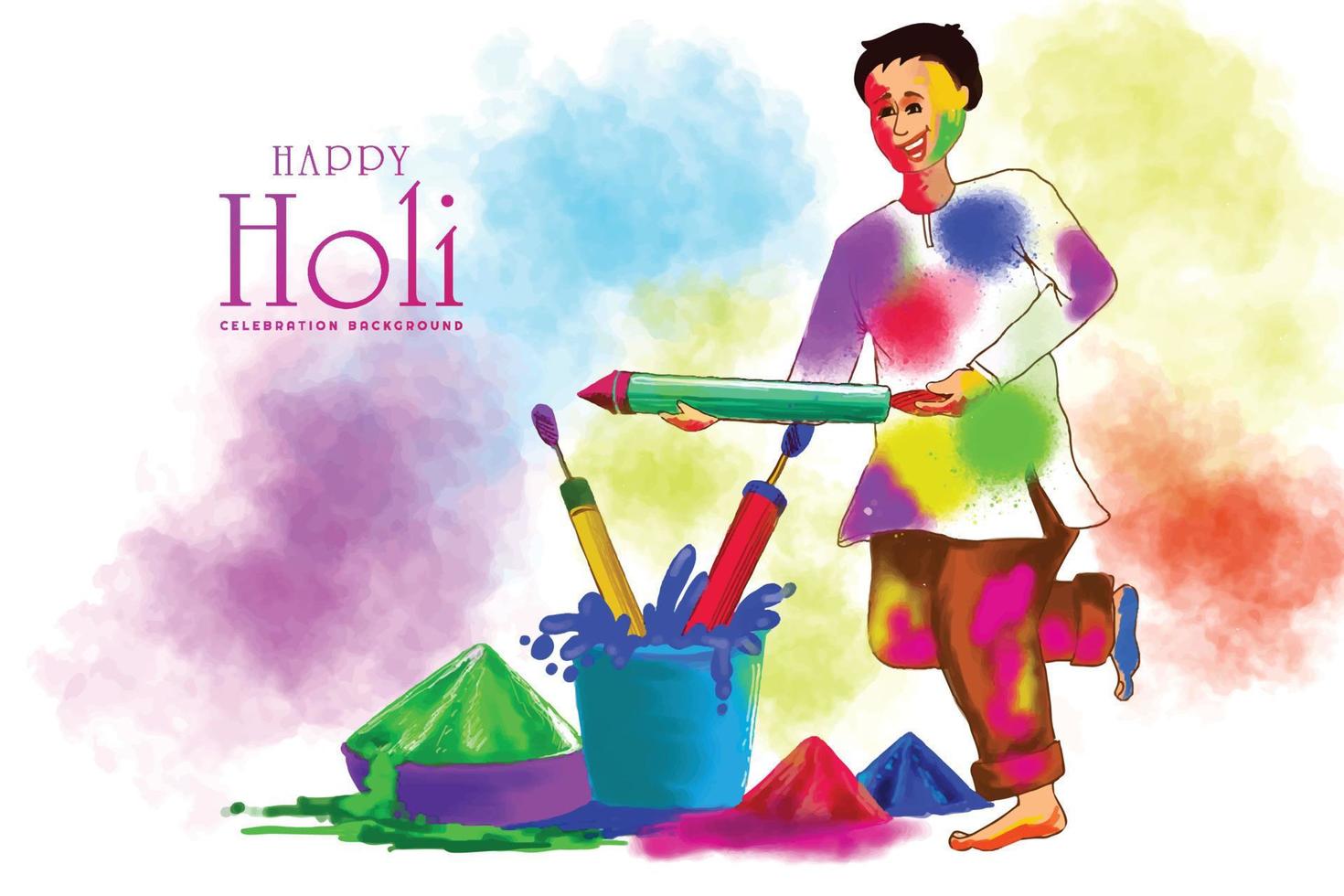 Indian holi traditional festival colorful card design vector