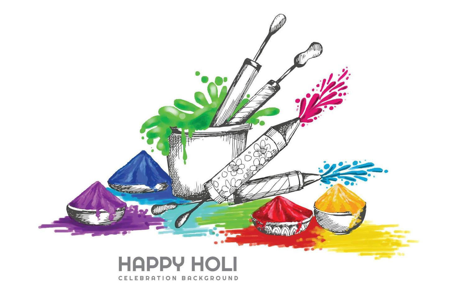 Indian holi traditional festival colorful card design vector