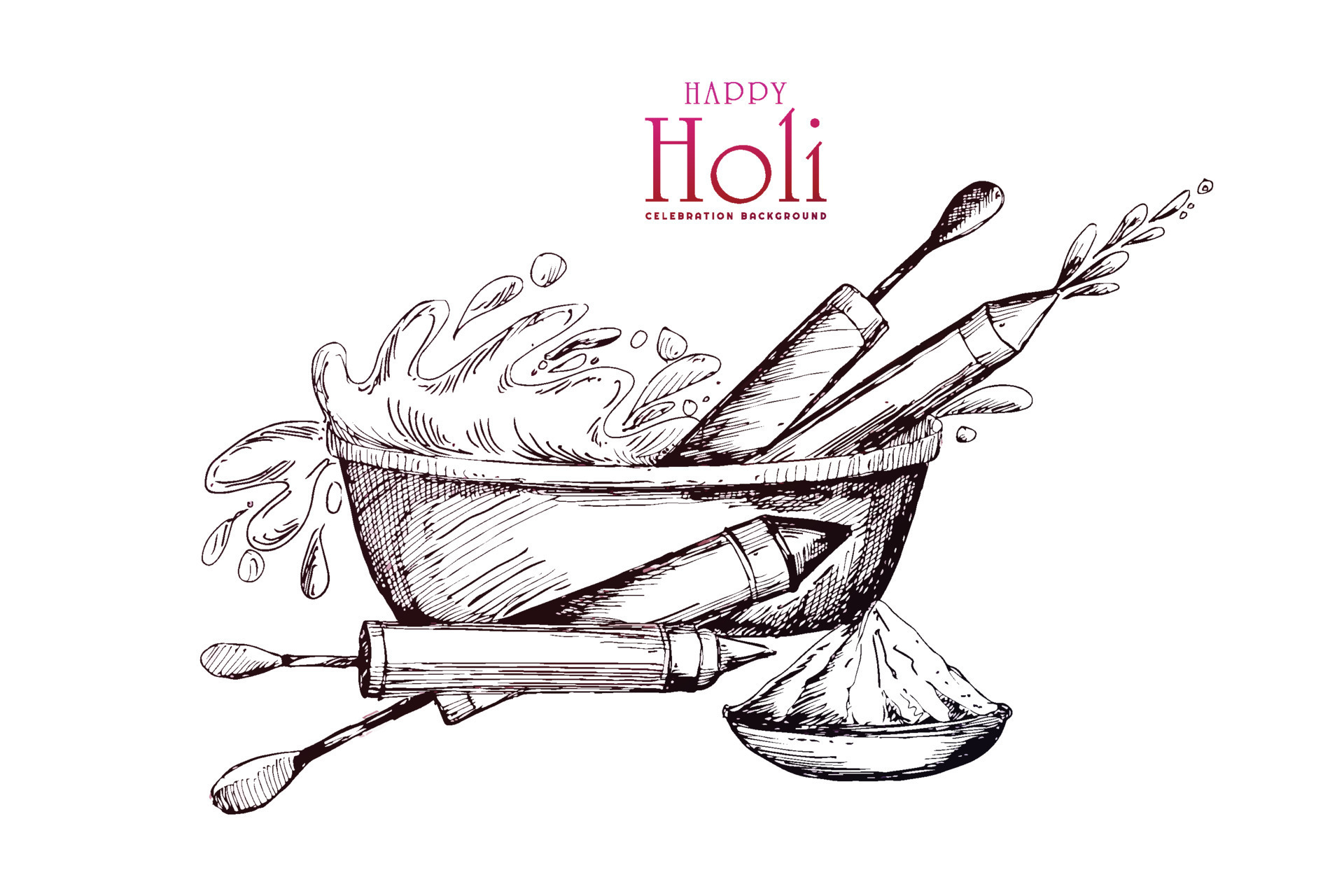 Holi Festival Drawing Photos and Images | Shutterstock-saigonsouth.com.vn