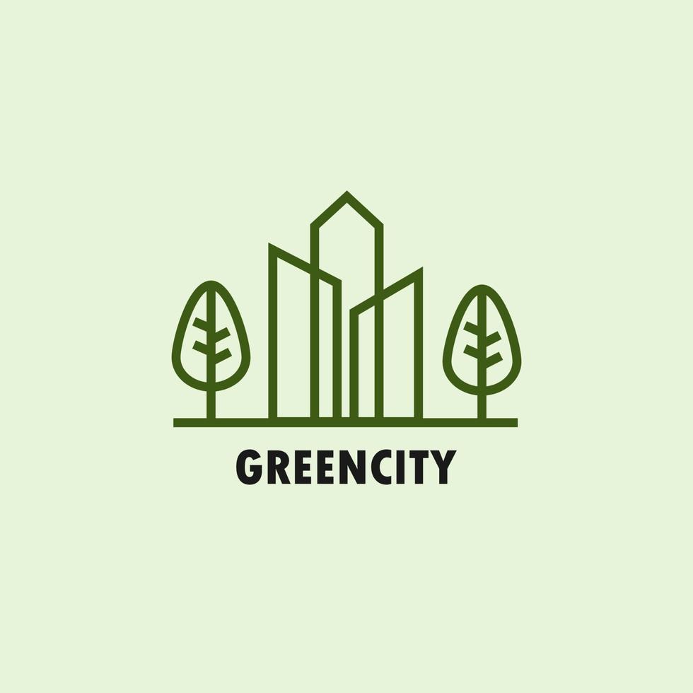 Green city logo with line style vector