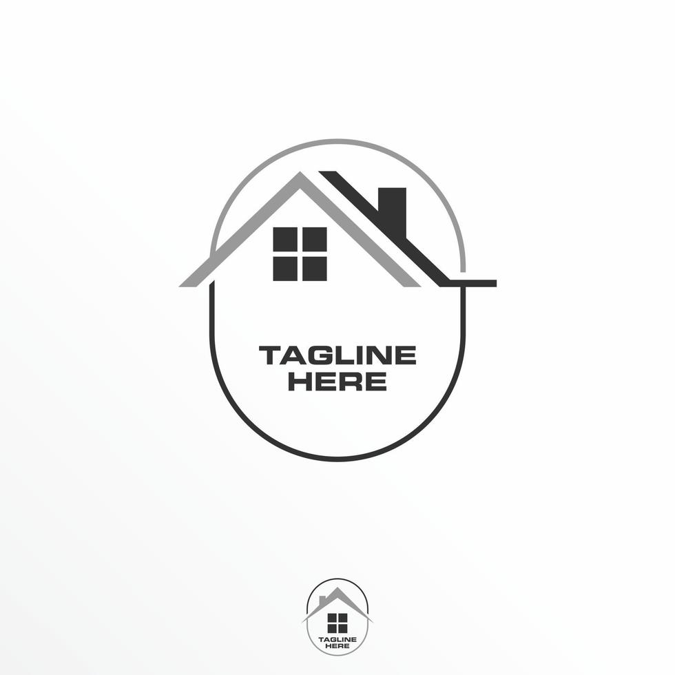 simple Roof house and window in ellipse emblem image graphic icon logo design abstract concept vector stock. Can be used as a symbol related to Property.