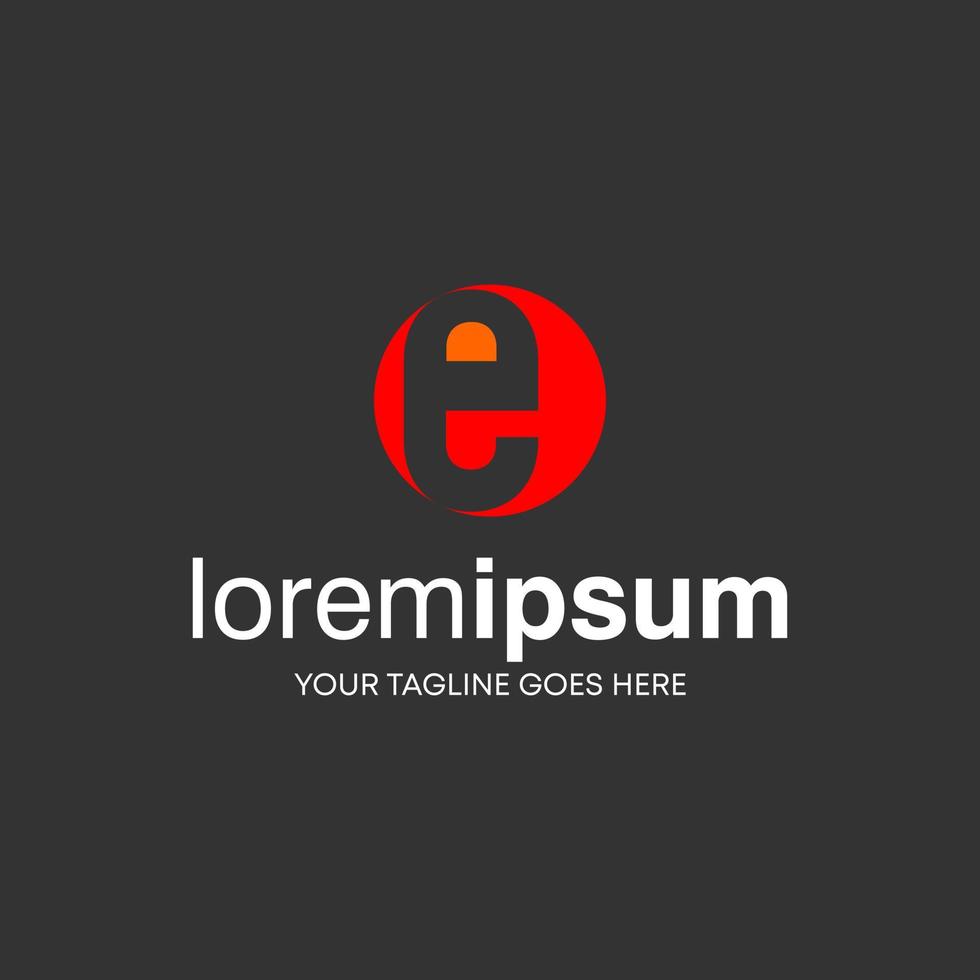 Letter or word E in rectangle circle block or Negative space image graphic icon logo design abstract concept vector stock. Can be used as a symbol related to initial.