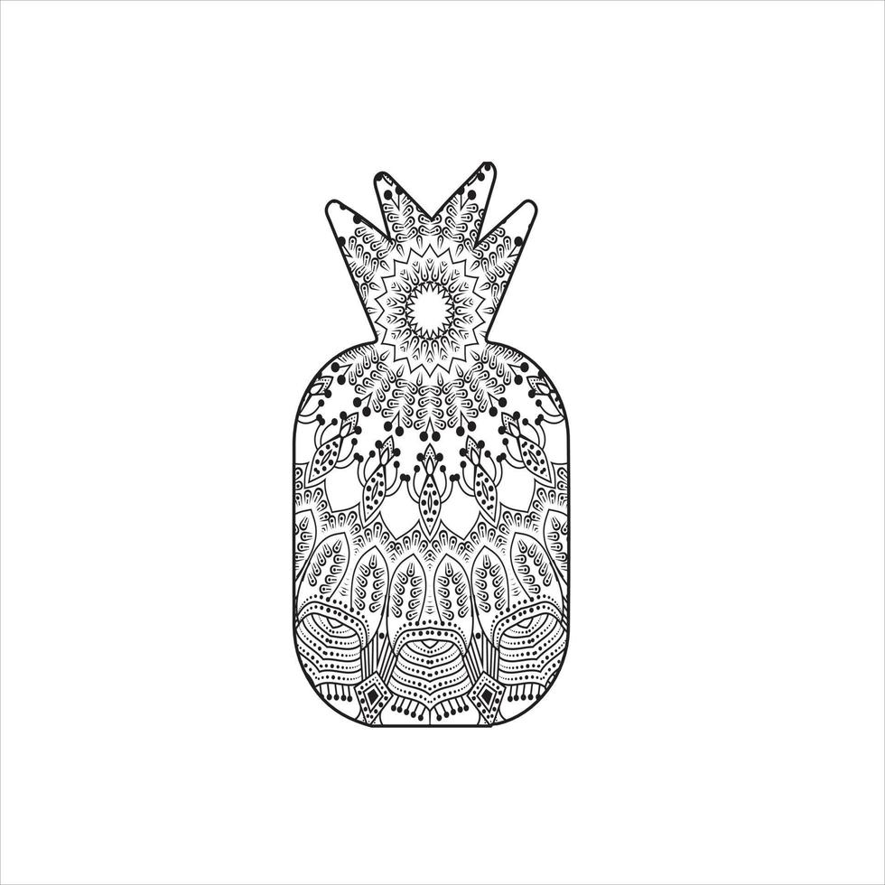 Vector fruit mandala coloring page for kids and adult