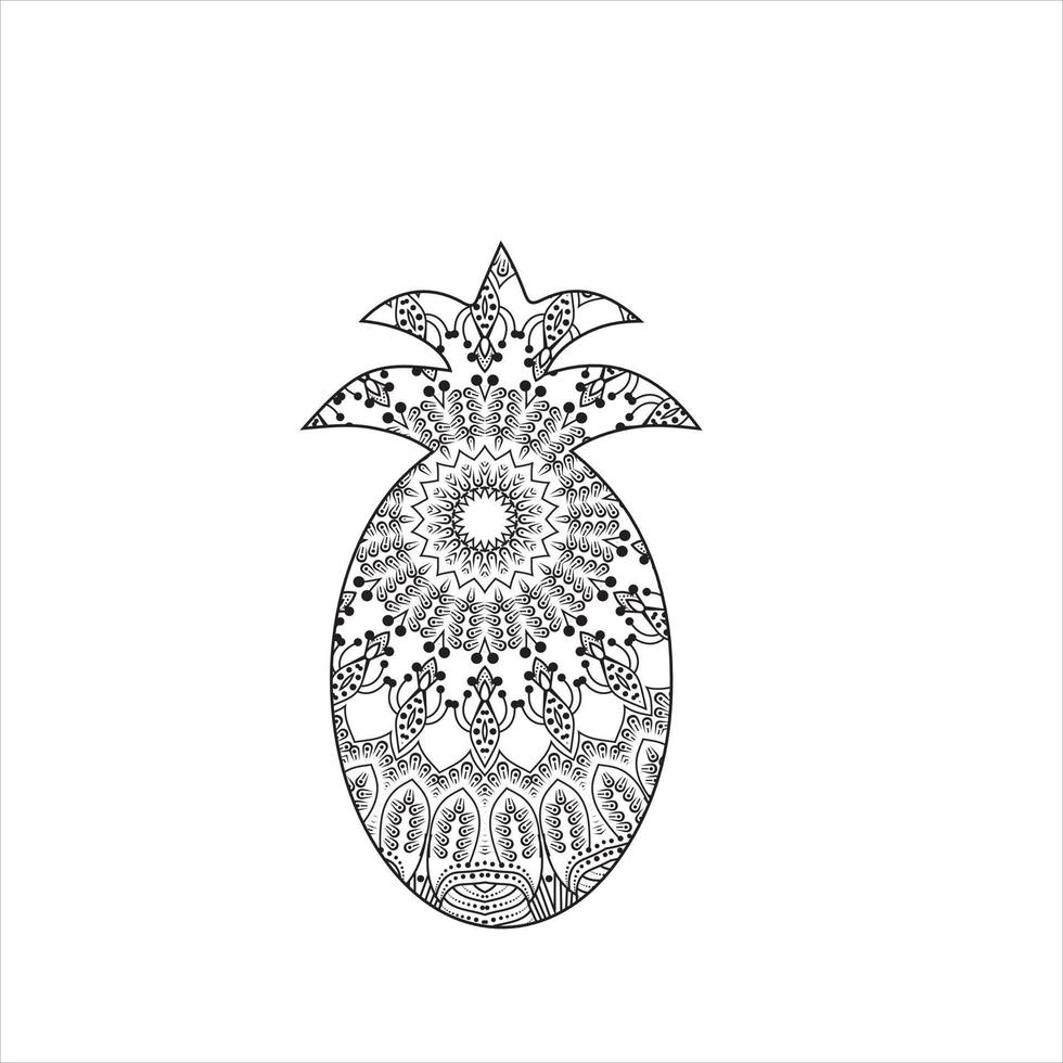 Vector fruit mandala coloring page for kids and adult