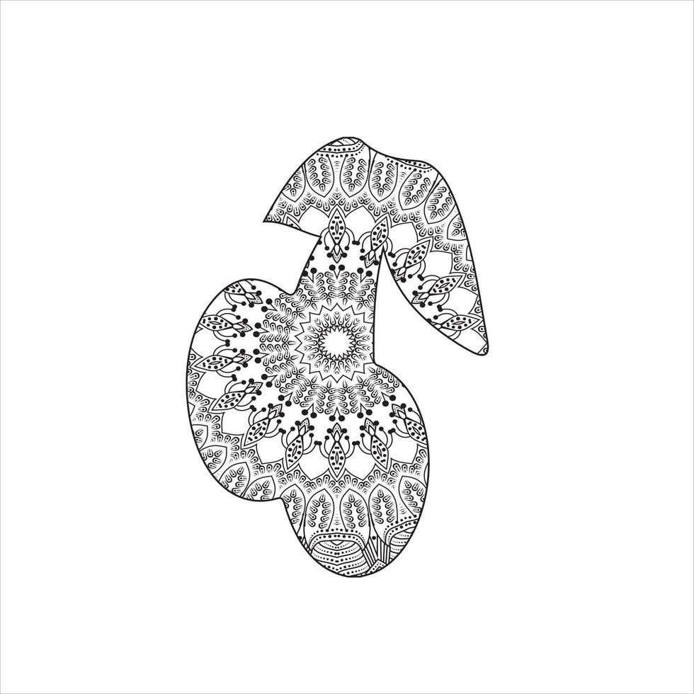 Vector fruit mandala coloring page for kids and adult