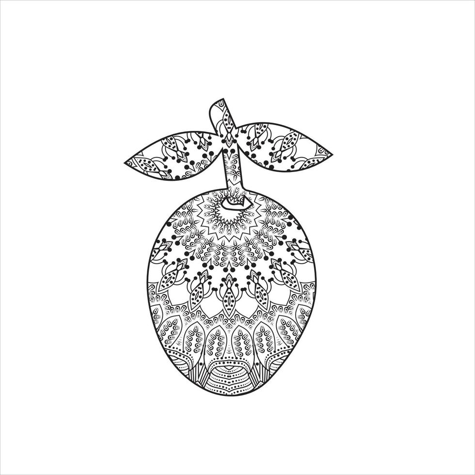 Vector fruit mandala coloring page for kids and adult