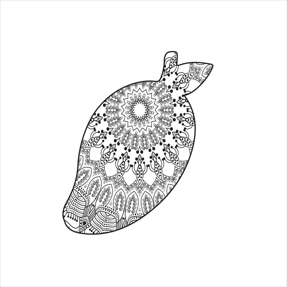 Vector fruit mandala coloring page for kids and adult