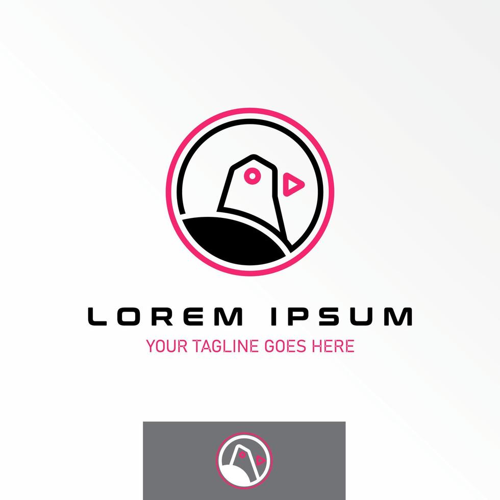 simple and unique line pigeon head with play icon image graphic logo design abstract concept vector stock. Can be used as a symbol related to media or animal