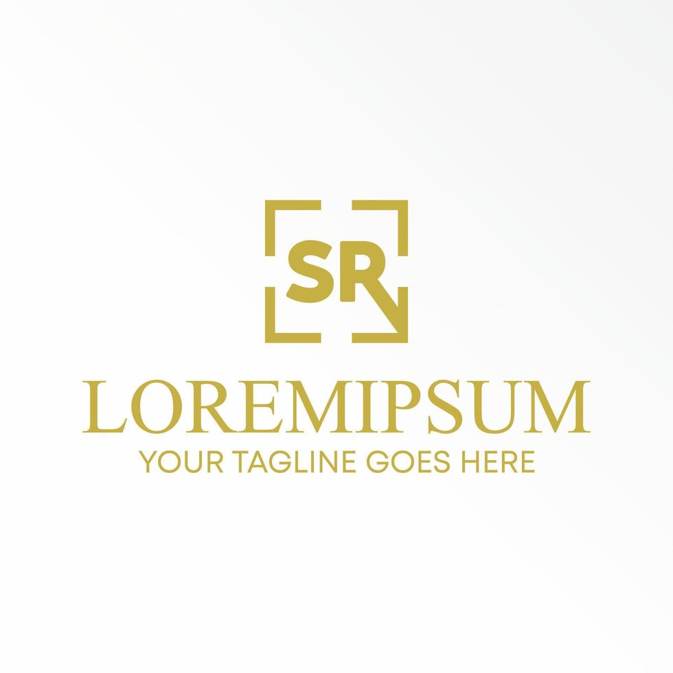 letter or word SR sans serif font inside cut square circle line image graphic icon logo design abstract concept vector stock. Can be used as a symbol related to initial or monogram