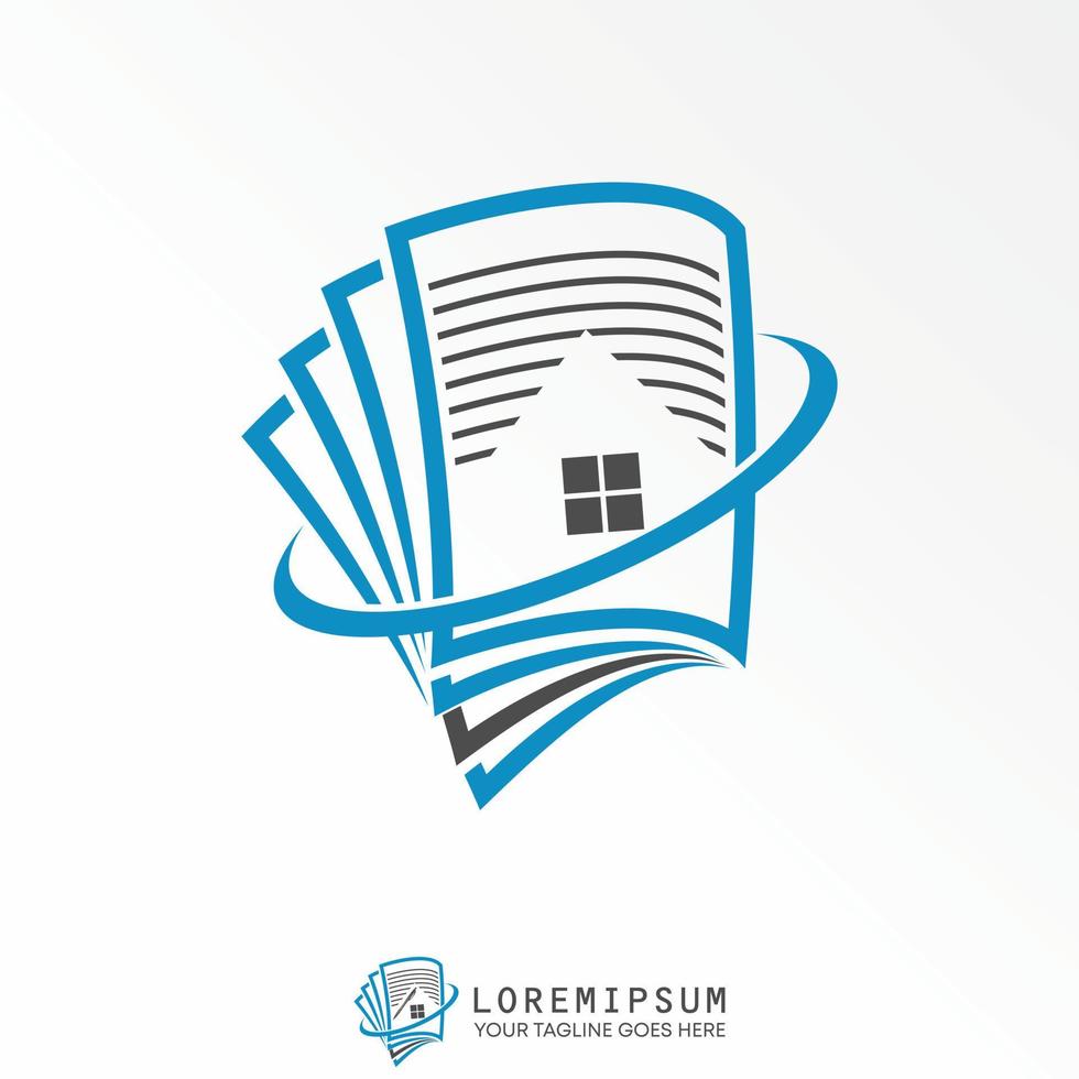check list, pen, paper layers, and roof house window with swoosh around image graphic icon logo design abstract concept vector stock. Can be used as a symbol related to Audit or property