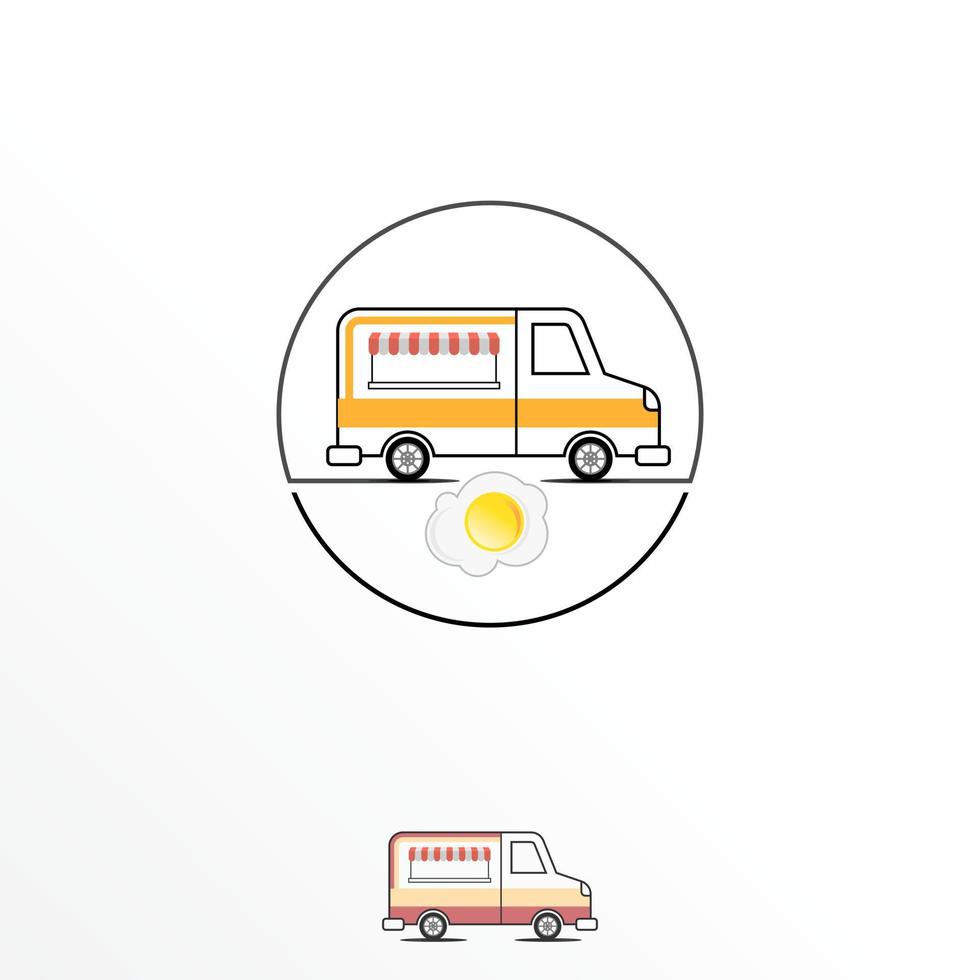Van car for food or cafe with Egg image graphic icon logo design abstract concept vector stock. Can be used as a symbol related to restaurant.
