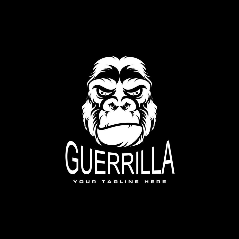 gorilla head illustration in angry or serious expression image graphic icon logo design abstract concept vector stock. Can be used as a symbol associated with animal or character