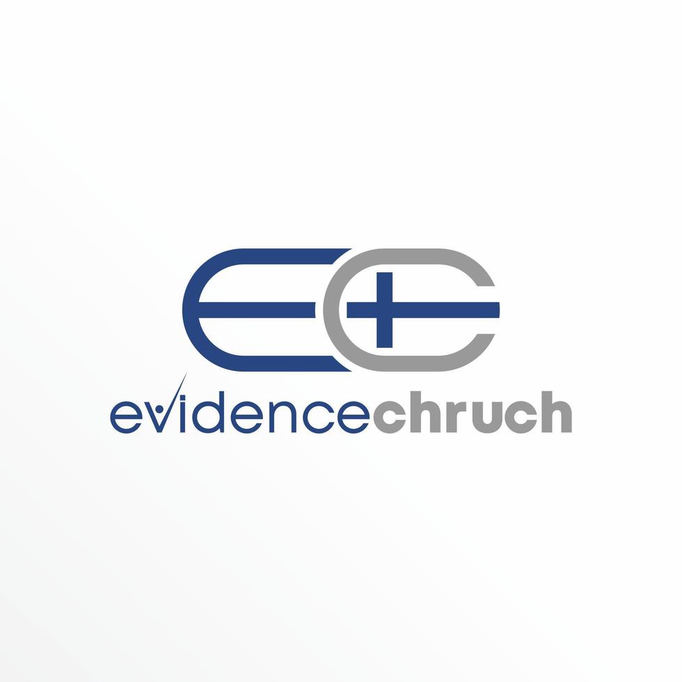 Letter or word EC ellipse line font with Church image graphic icon logo design abstract concept vector stock. Can be used as a symbol related to religion or initial.