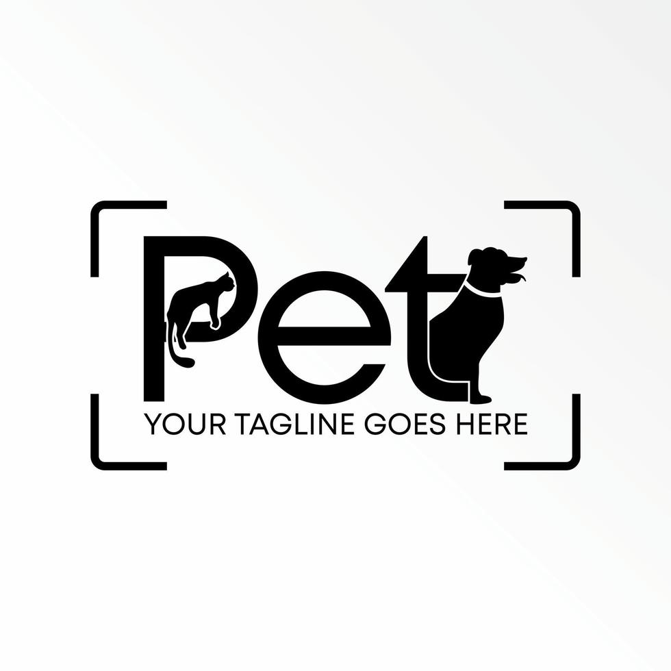 Letter or word PET with dog and cat image graphic icon logo design abstract concept vector stock. Can be used as a symbol related to initial or animal