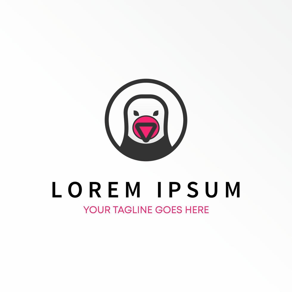 simple and unique line pigeon head with play icon image graphic logo design abstract concept vector stock. Can be used as a symbol related to media or animal
