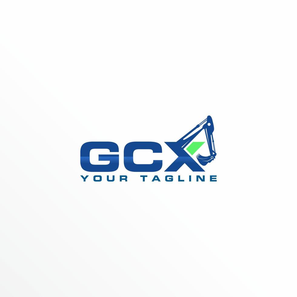 combinación letra o palabra gcx fuente con mano excavador pesado equipo imagen gráfico icono logo diseño resumen concepto vector existencias. lata ser usado como un símbolo relacionado a construcción o inicial.