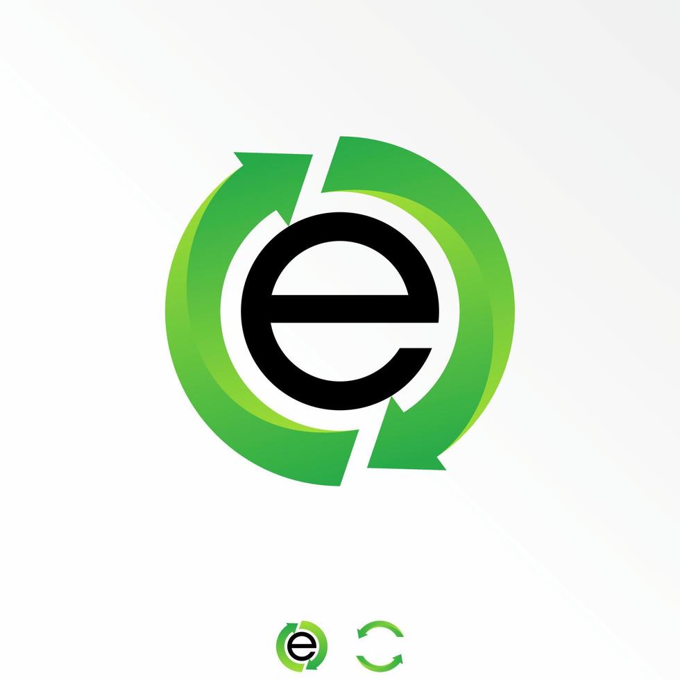 Letter or word E sans serif font with recycle around image graphic icon logo design abstract concept vector stock. Can be used as a symbol related to green or initial