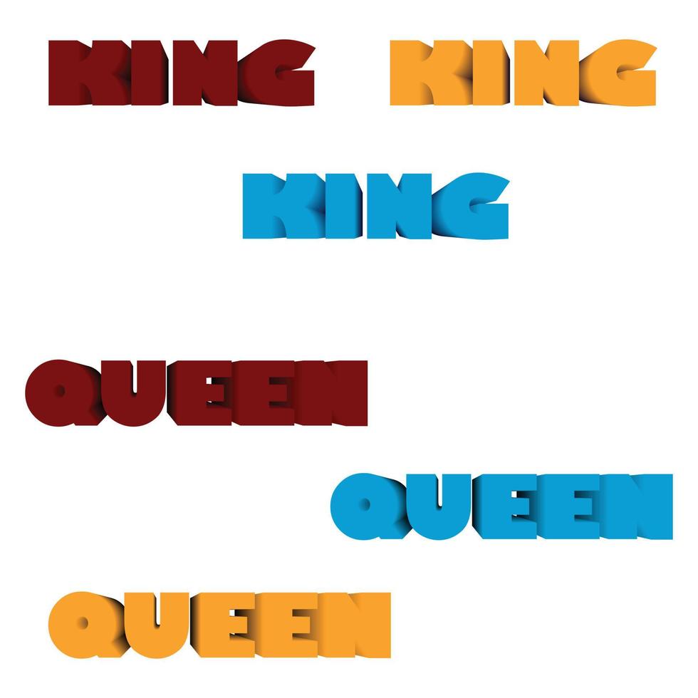 King and Queen 3d text vector