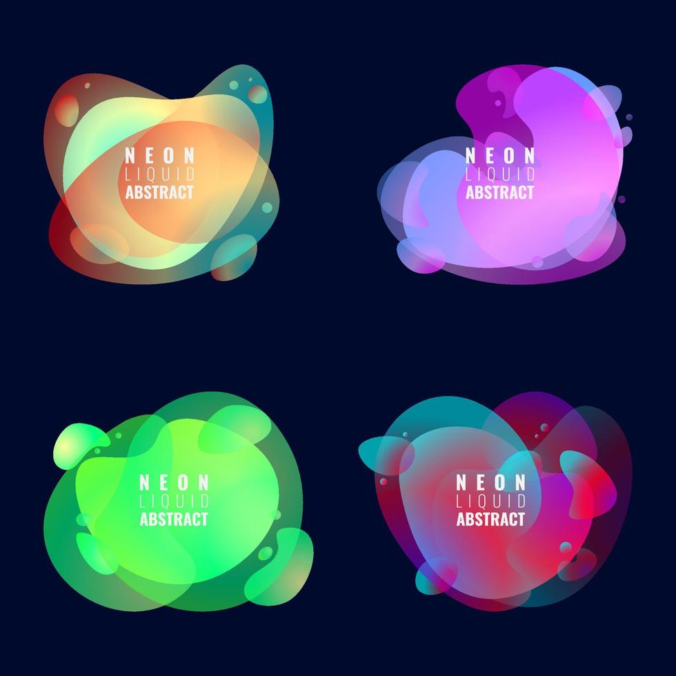 the group of four flat neon gradient colorful abstract elements vector