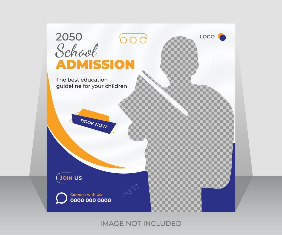 School admission social media post or web ads banner design template. Back-to-school online advertisement banner layout. vector