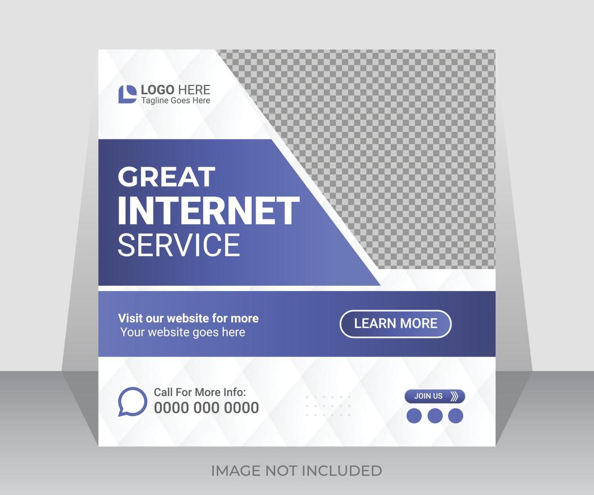 Super internet service social media post or web promotional banner design square template vector