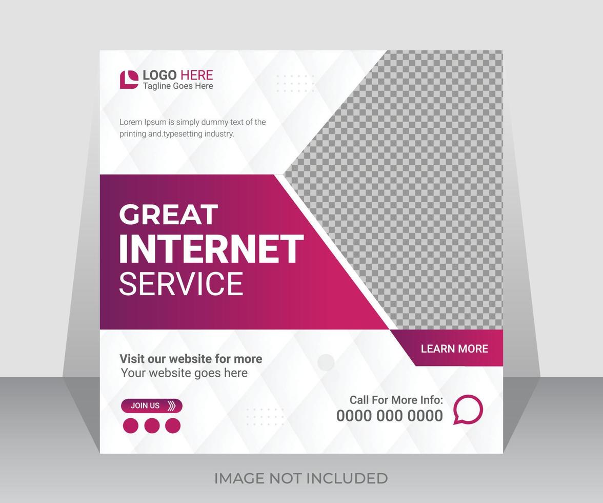 Super internet service social media post or web promotional banner design square template vector