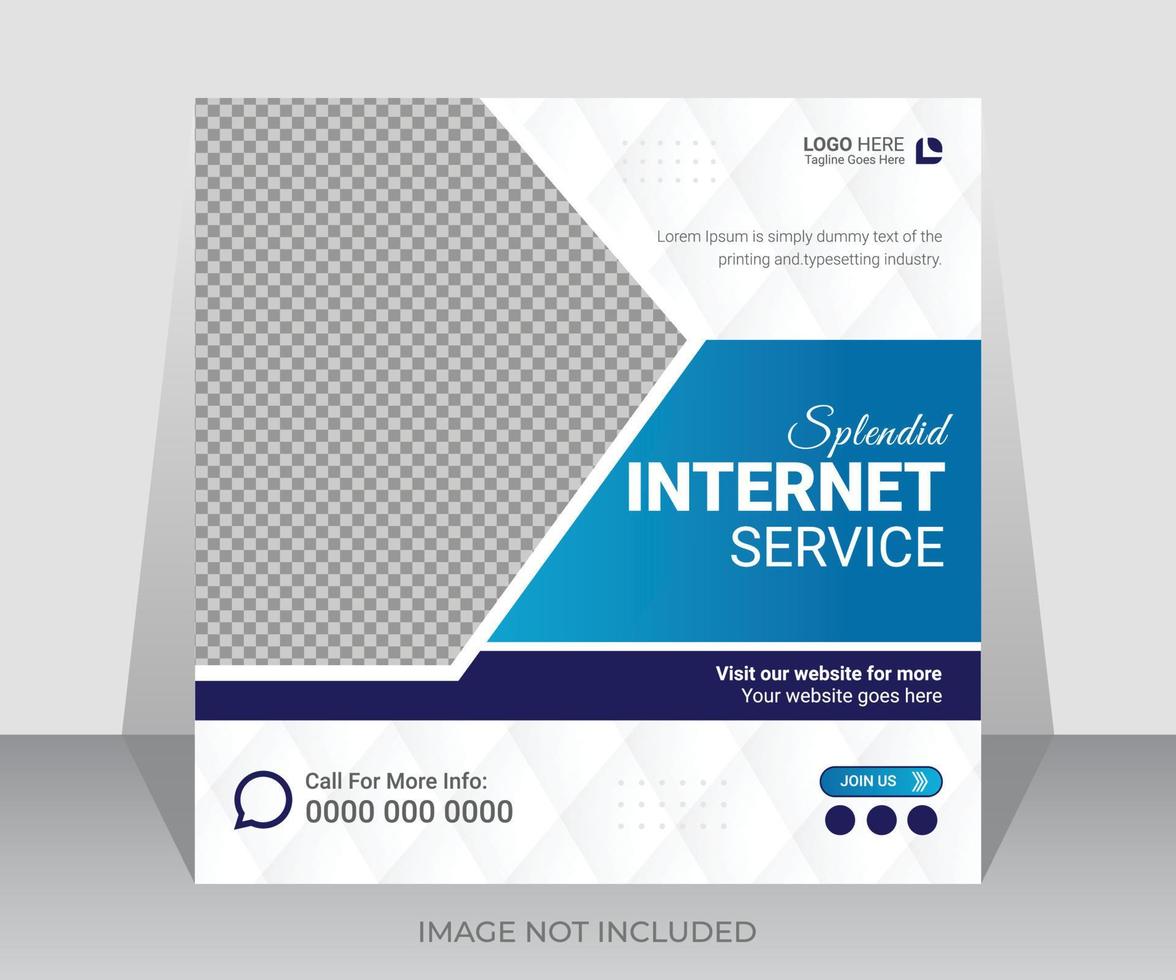 Super internet service social media post or web promotional banner design square template vector