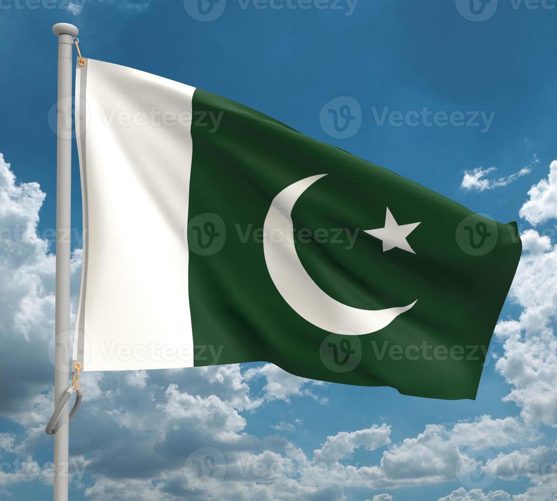 Pakistan flag country waving blue sky background wallpaper sign symbol