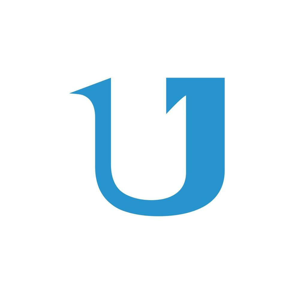 letter number logo, U and 1, U1, 1U, negative space flat blue vector