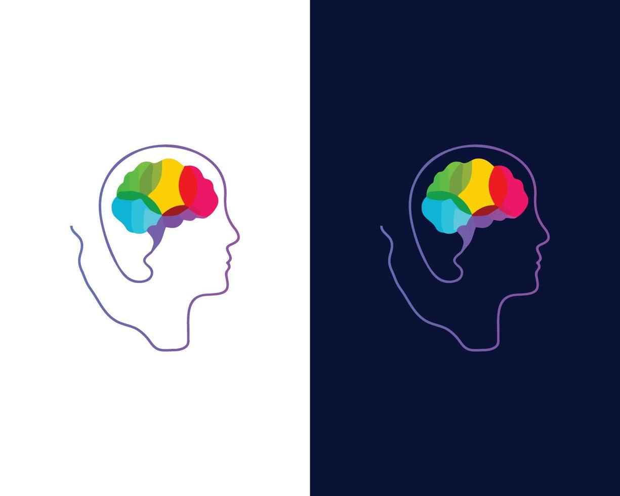 Human brain Tech illustration logo vector