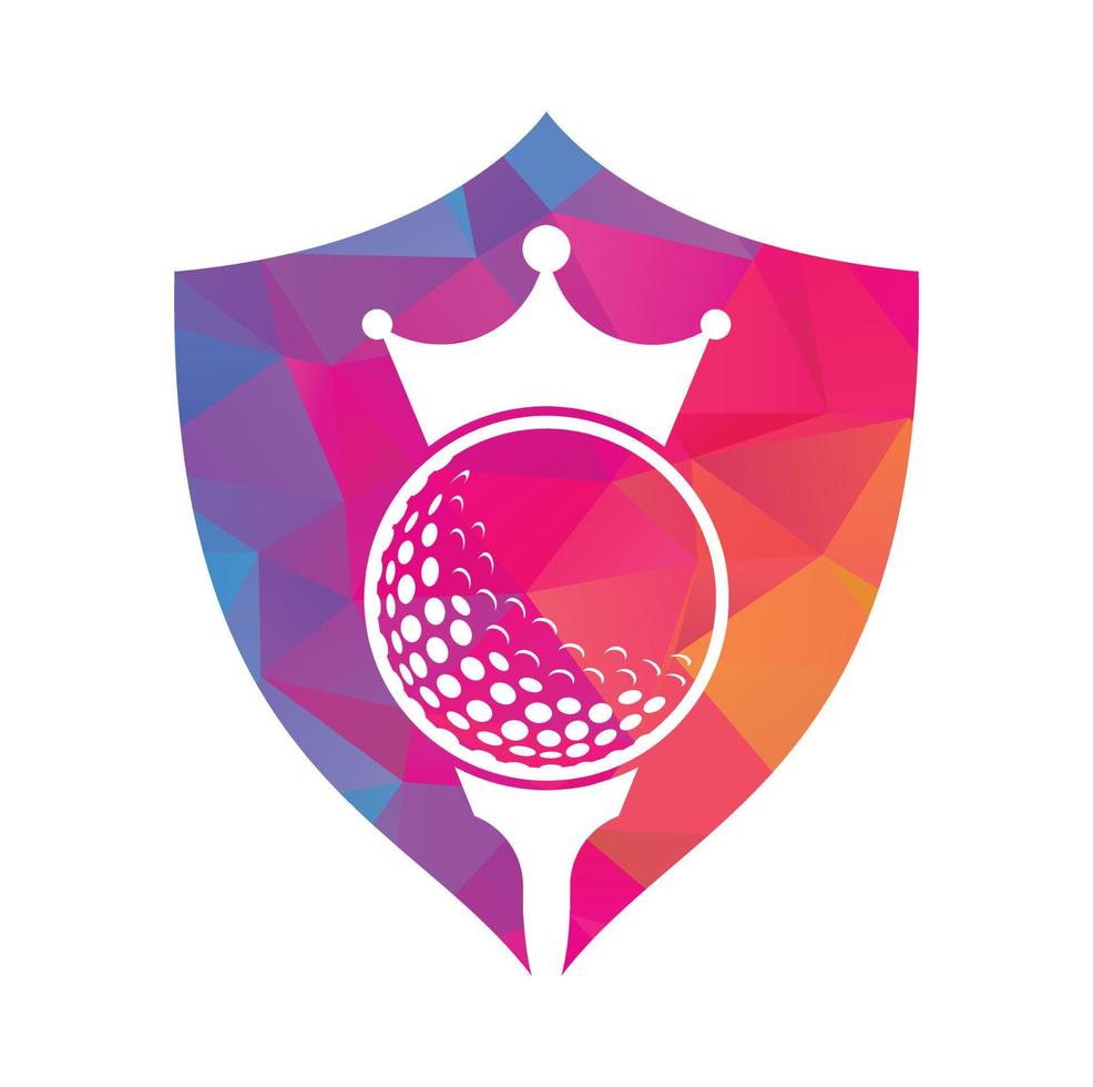 King golf vector logo design. Golf ball with crown vector icon.