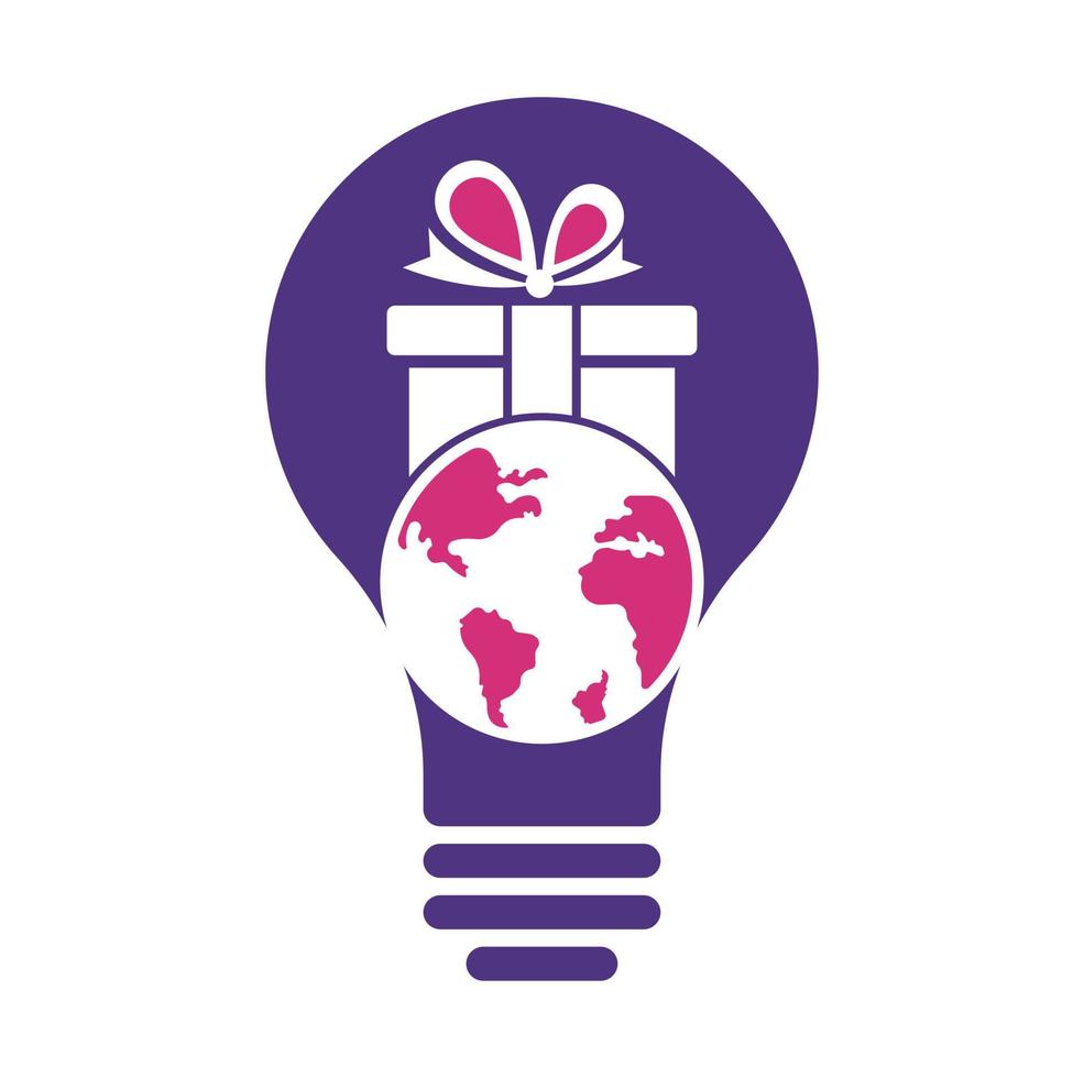 Global gift logo design template vector. Gift world bulb shape logo icon template. vector